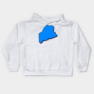 Bright Blue Maine Outline Kids Hoodie